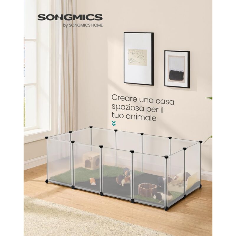 foto del prodotto songmics recinto per animali con fondo e tappeto impermeabile e rimovibile, recinzione per animali piccoli, per criceti, conigli, ricci, porcellini