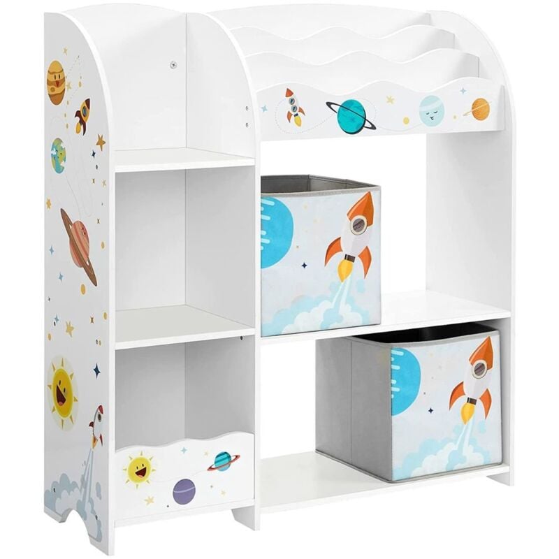 foto del prodotto songmics scaffale per bambini con porta libri e 2 contenitori di stoccaggio