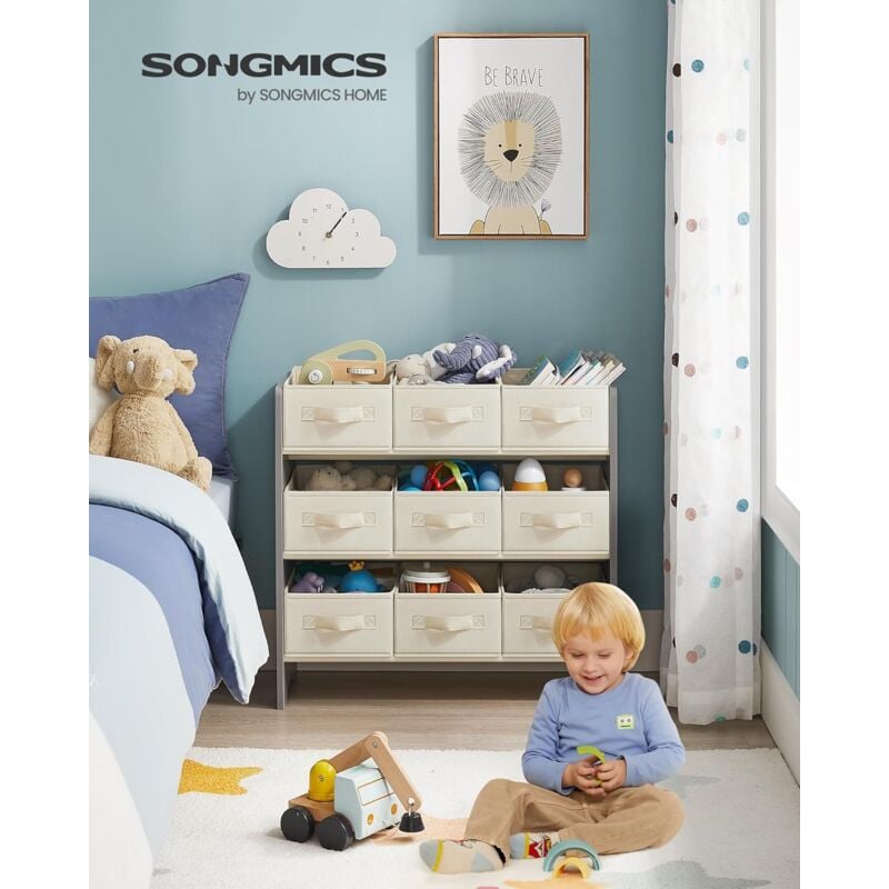 foto del prodotto songmics scaffale per bambini, scaffale per giocattoli, libreria per bambini, con 9 contenitori in tessuto non tessuto, per camera dei bambini,