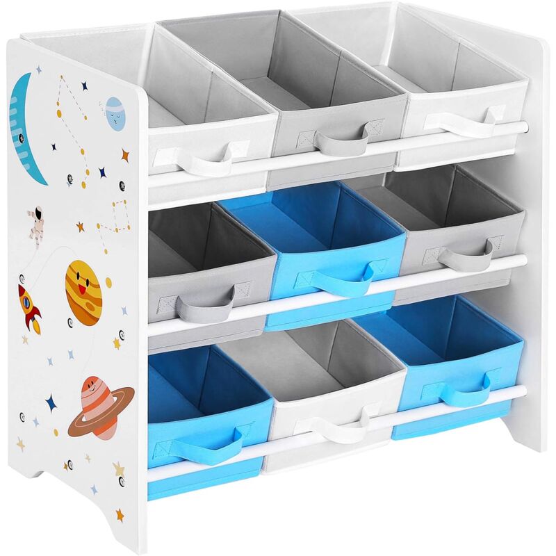 foto del prodotto songmics scaffale portaoggetti, 9 scatole per giocattoli e libri, organizzatore in tessuto tnt, per camera dei bambini, sala giochi, asilo, 62,5 x