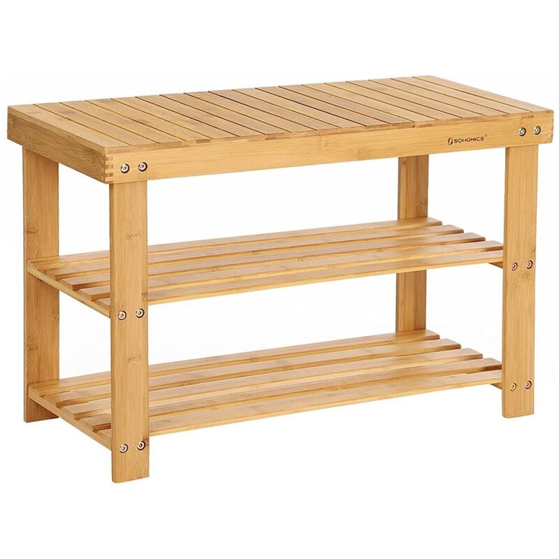 foto del prodotto songmics scarpiera 3 livelli in bamb naturale l70 cm