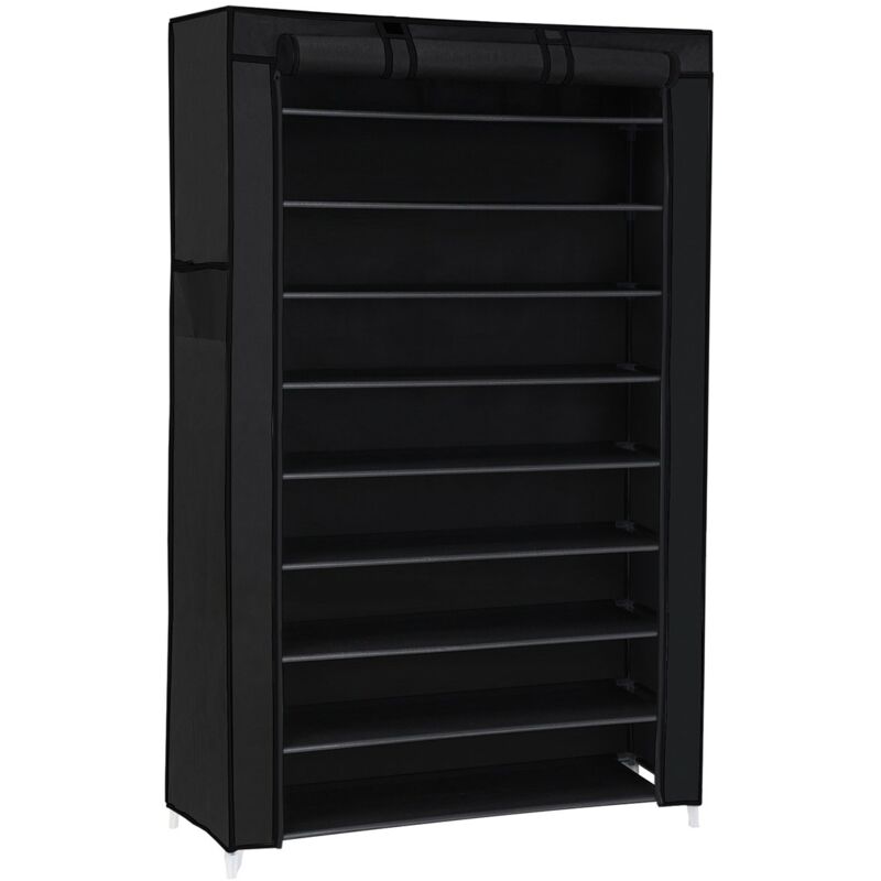 foto del prodotto songmics scarpiera nera a 10 livelli con coperchio antipolvere