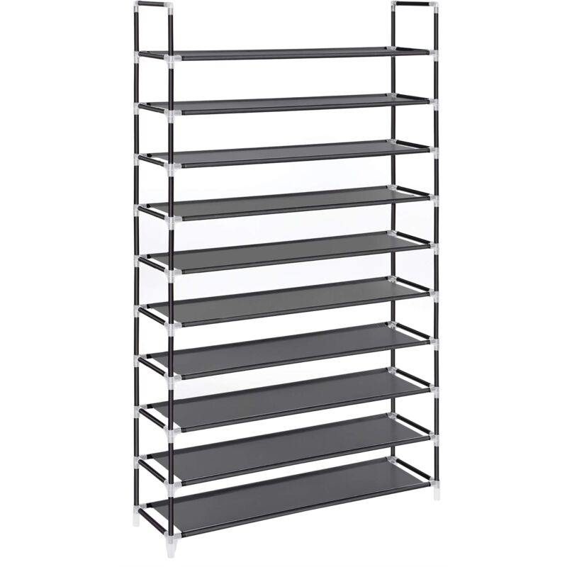 foto del prodotto songmics scarpiera scaffale a 10 ripiani capacit fino a 50 paia di scarpe scaffali portascarpe cabina guardaroba in acciaio tessuto nero 100 x 29