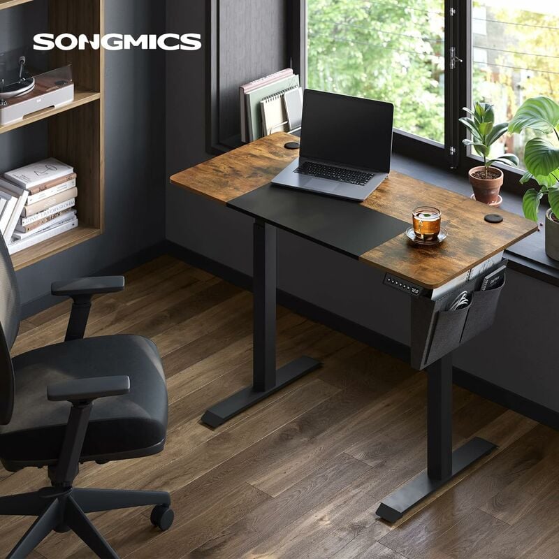 foto del prodotto songmics scrivania elettrica regolabile in altezza, 60 x 120 x 72 120 cm, regolazione continua, piano giuntato, memory con 4 altezze,