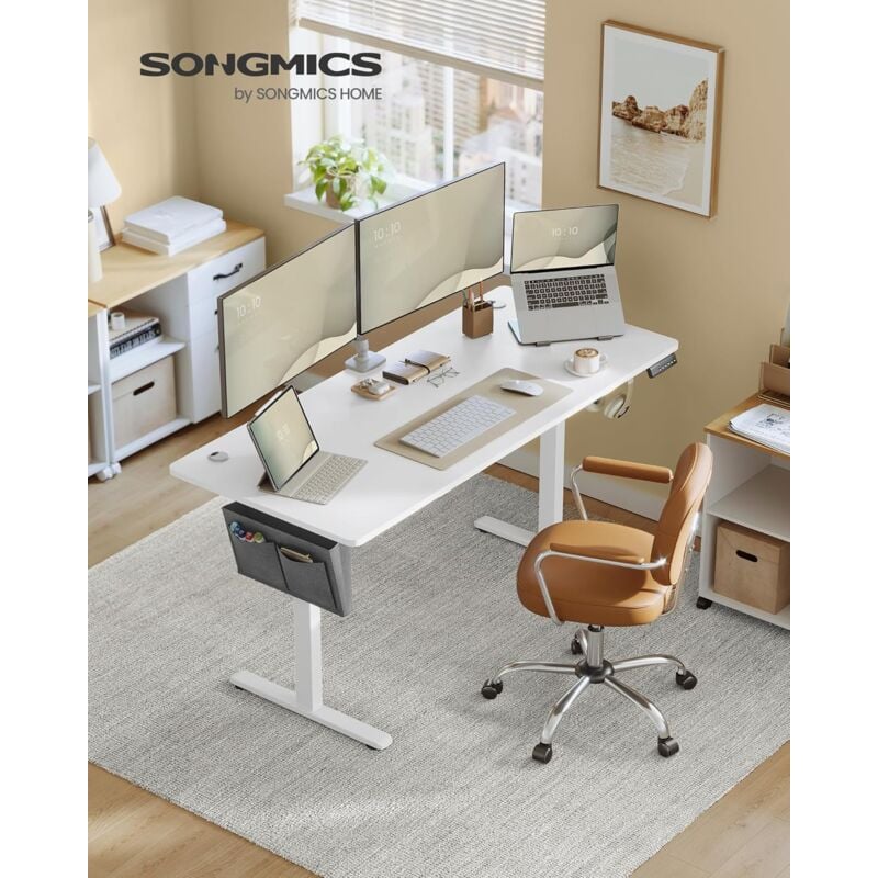 foto del prodotto songmics scrivania regolabile in altezza, scrivania elettrica per lavoro in piedi, 70 x 160 x 72 120 cm, 4 altezze di memoria, tasca