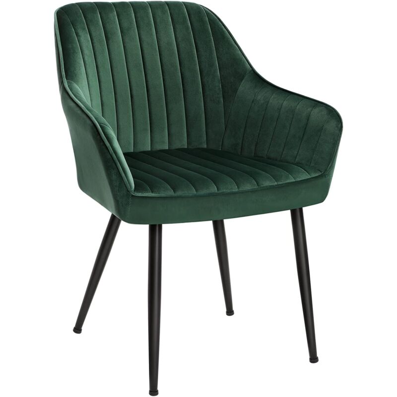 foto del prodotto songmics sedia da pranzo, poltroncina, sedia imbottita con braccioli, sedile ampio 49 cm, gambe in metallo, fodera in velluto, portata 110 kg, per