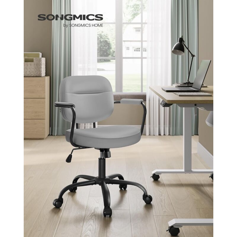foto del prodotto songmics sedia da scrivania, sedia girevole, sedia da ufficio, design ergonomico, struttura individuale dei braccioli, funzione di inclinazione,