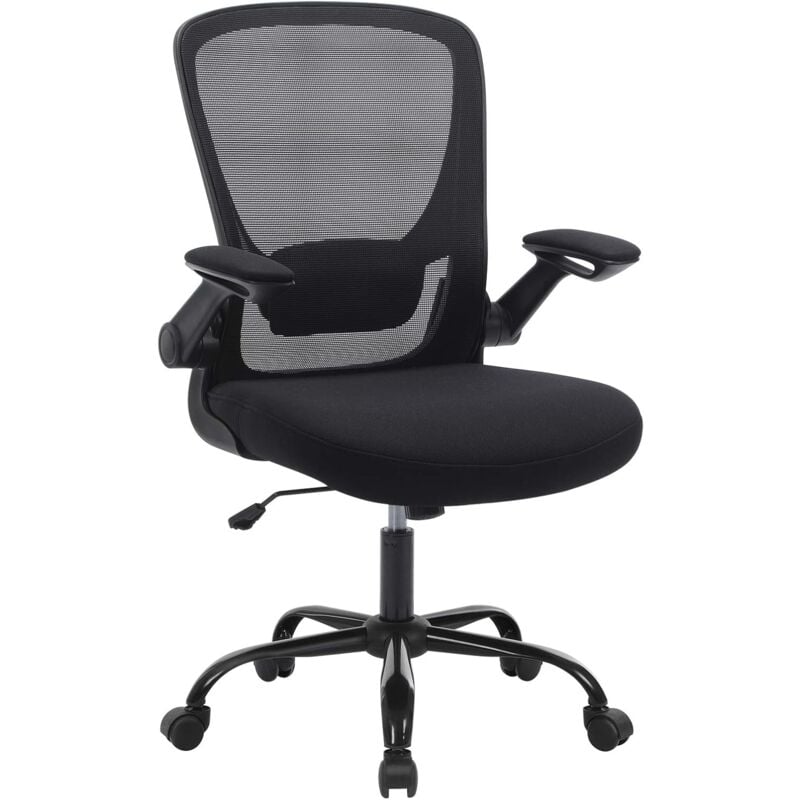 foto del prodotto songmics sedia da ufficio con braccioli pieghevoli, sedia da scrivania in rete, poltrona per computer ergonomica, girevole a 360 , supporto lombare
