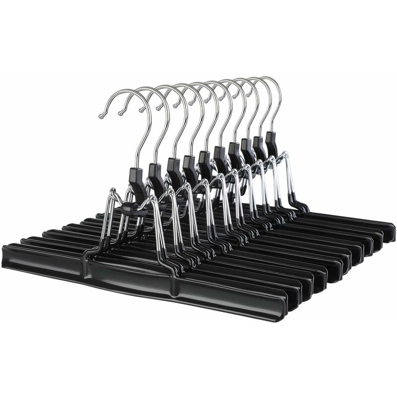 foto del prodotto songmics set di 10 grucce per pantaloni gonne con rivestimento in pvc antiscivolo e gancio girevole a 360 per vestiti asciutti e bagnati 26 cm nero