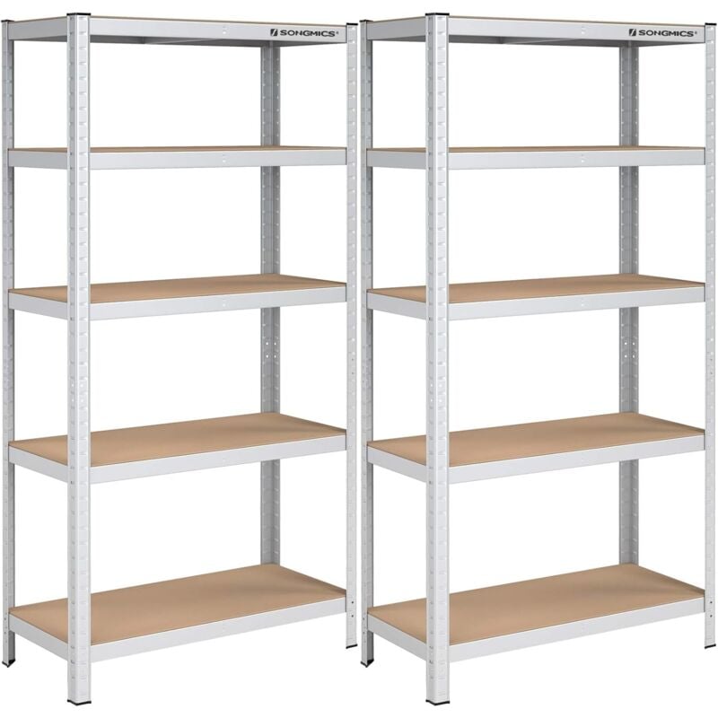 foto del prodotto songmics set di 2 scaffalature resistente, scaffale a 5 ripiani regolabili, 180 x 90 x 40 cm, max. carico di 875 kg 175 kg a ripiano , in garage,