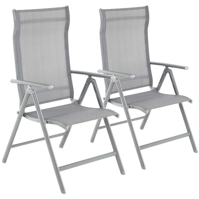 foto del prodotto songmics set di 2 sedie da giardino pieghevoli, sedia da esterno con struttura in alluminio resistente, schienale reclinabile a 8 angoli, max