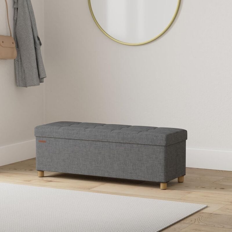 foto del prodotto songmics sgabello per riporre oggetti, pouf pieghevole, poggiapiedi, 38 x 110 x 40 cm, estremit del letto cubica con deposito, carico fino a 300