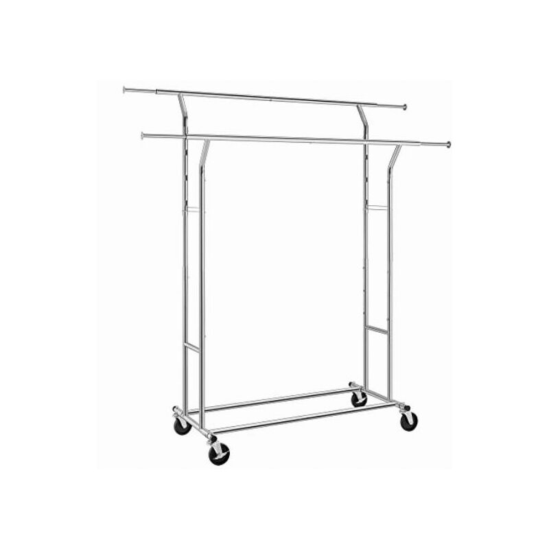 foto del prodotto songmics stand appendiabiti portabiti in acciaio cromato con 2 traverse con rotelle hsr12s