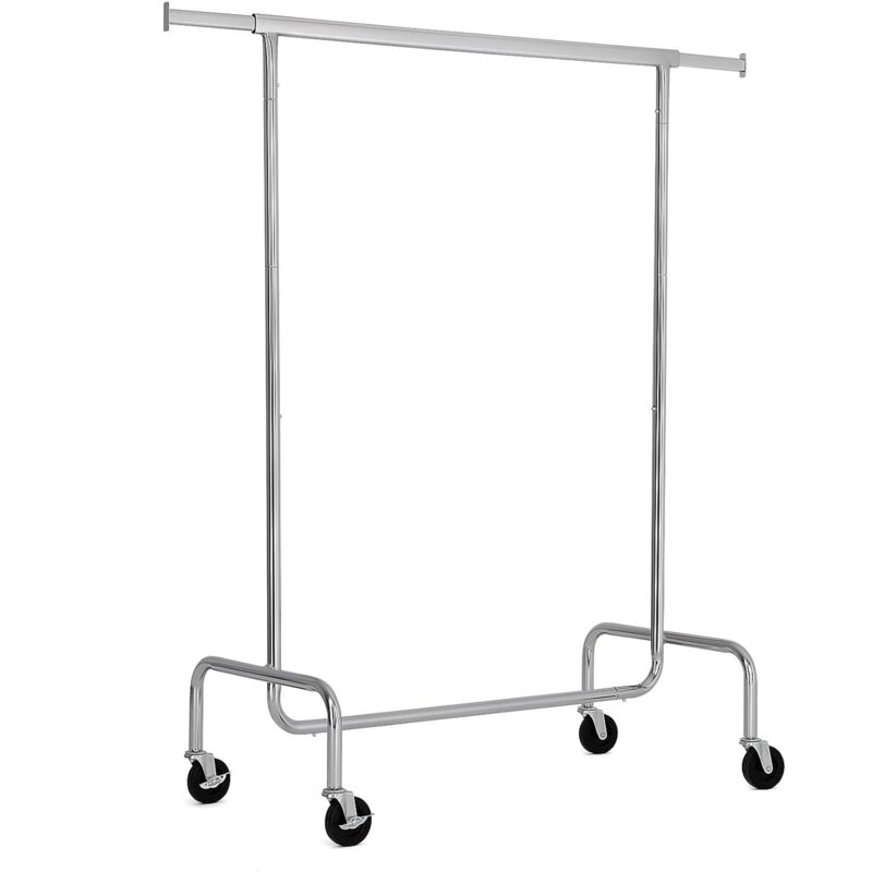 foto del prodotto songmics stand appendiabiti portabiti metallico cromato con 1 traversa regolabile con rotelle carico massimo 130kg argento