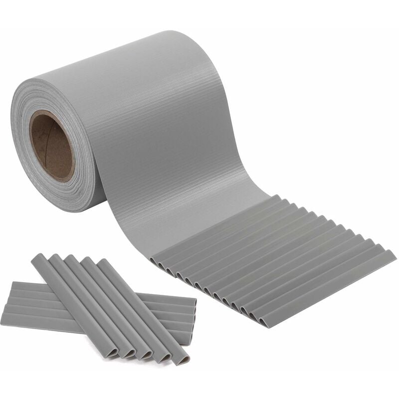 foto del prodotto songmics strisce privacy in pvc, pellicola per recinzione 40 m x 19 cm, spessa e opaca, con 25 clip di fissaggio, grigio chiaro gpj040q