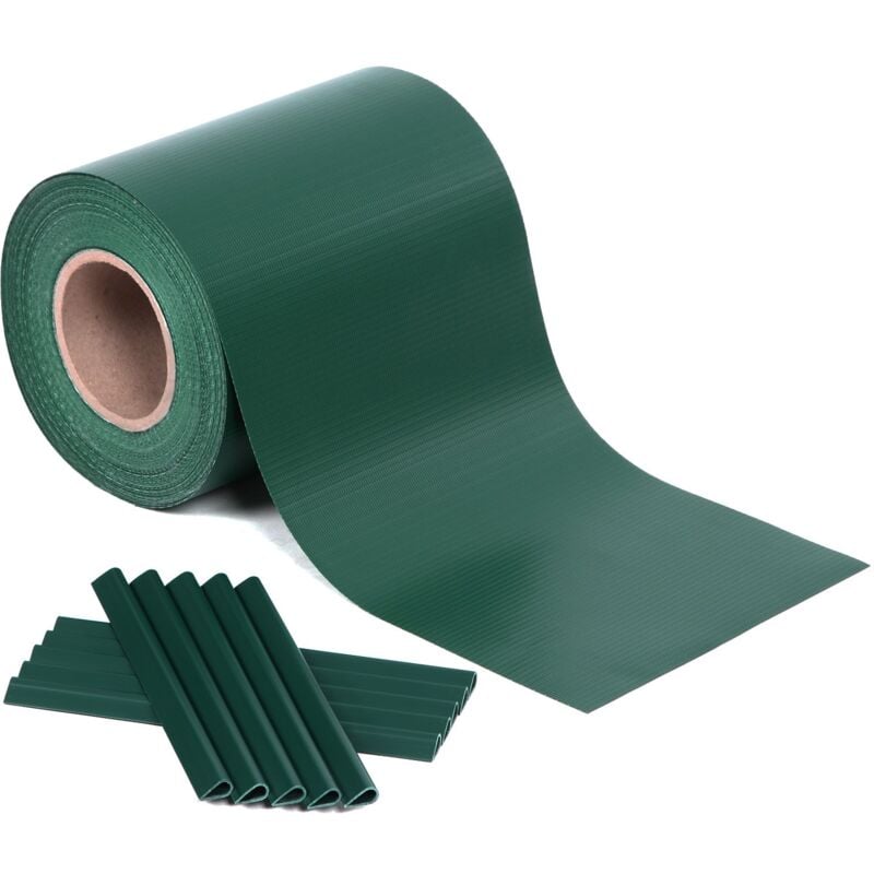 foto del prodotto songmics strisce privacy in pvc, pellicola per recinzione 40 m x 19 cm, spessa e opaca, con 25 clip di fissaggio, verde gpj040l