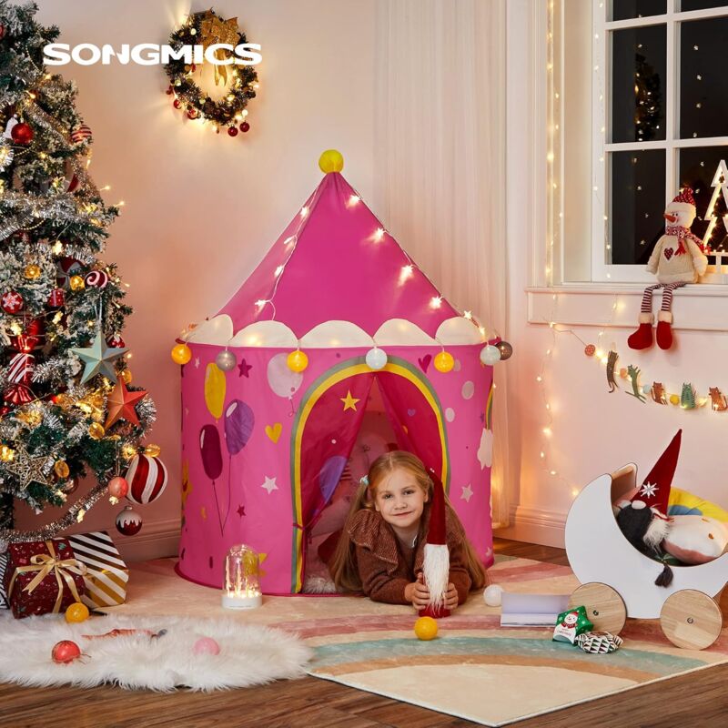 foto del prodotto songmics tenda da gioco castello da principessa per ragazze e bambini, casetta dei giochi per interni ed esterni, con borsa da trasporto, regalo