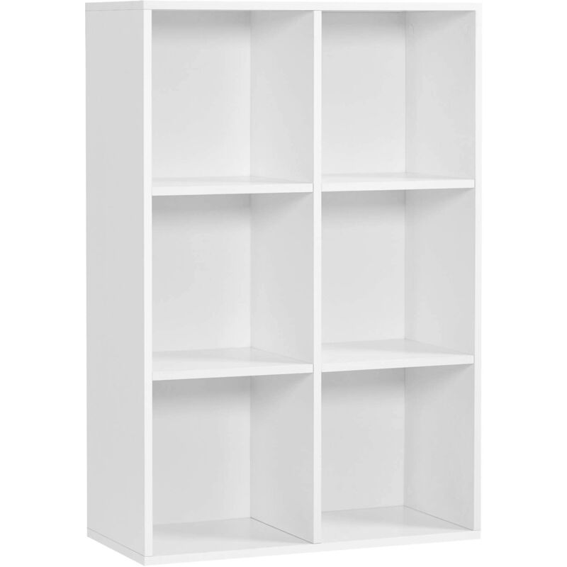 foto del prodotto songmics vasagle libreria scaffale mobiletto armadietto mobile in legno pannelli di particelle a 3 ripiani 6 scompartimenti bianco lbc203d,