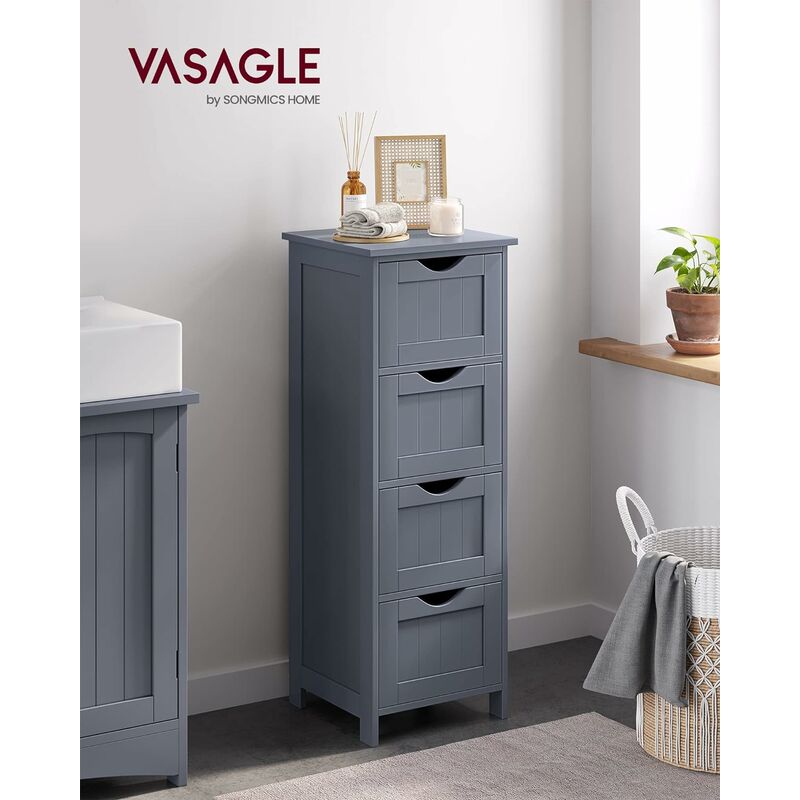 foto del prodotto songmics vasagle mobile da bagno, mobile da bagno, armadio a piedistallo con 4 cassetti, 30 x 30 x 82 cm, per bagno, soggiorno, sala da pranzo,