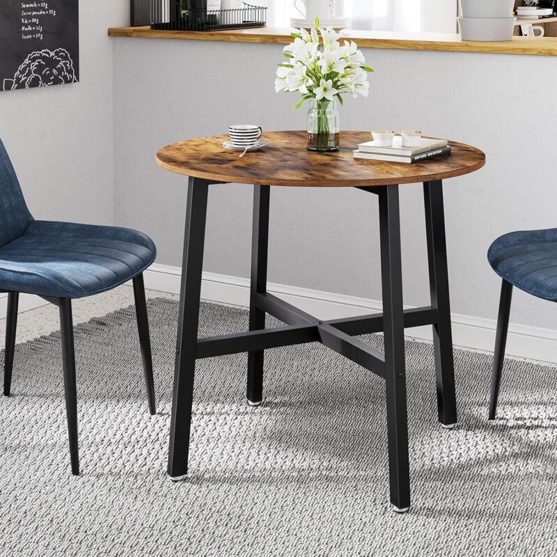 foto del prodotto songmics vasagle tavolo da pranzo, tavolo da cucina rotondo, per soggiorno, ufficio, 80 x 75 cm dia. x a , stile industriale, marrone vintage e