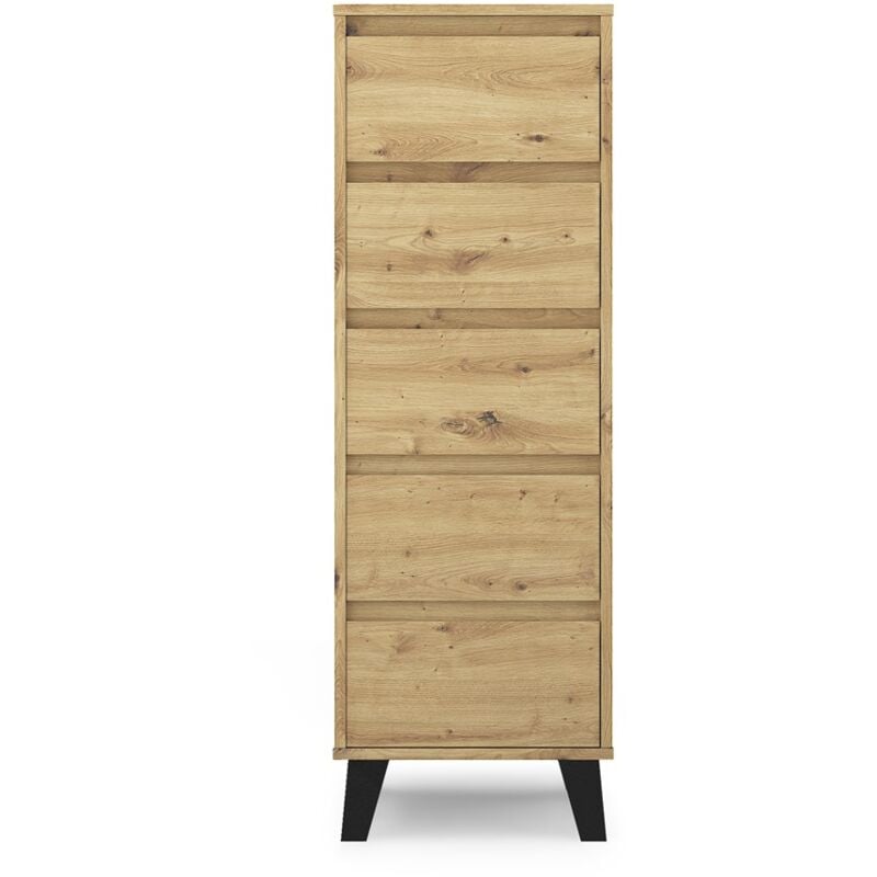 foto del prodotto sonia cassettiera a 5 cassetti in stile scandinavo 40x39x120,5 cm mobile contenitore rovere