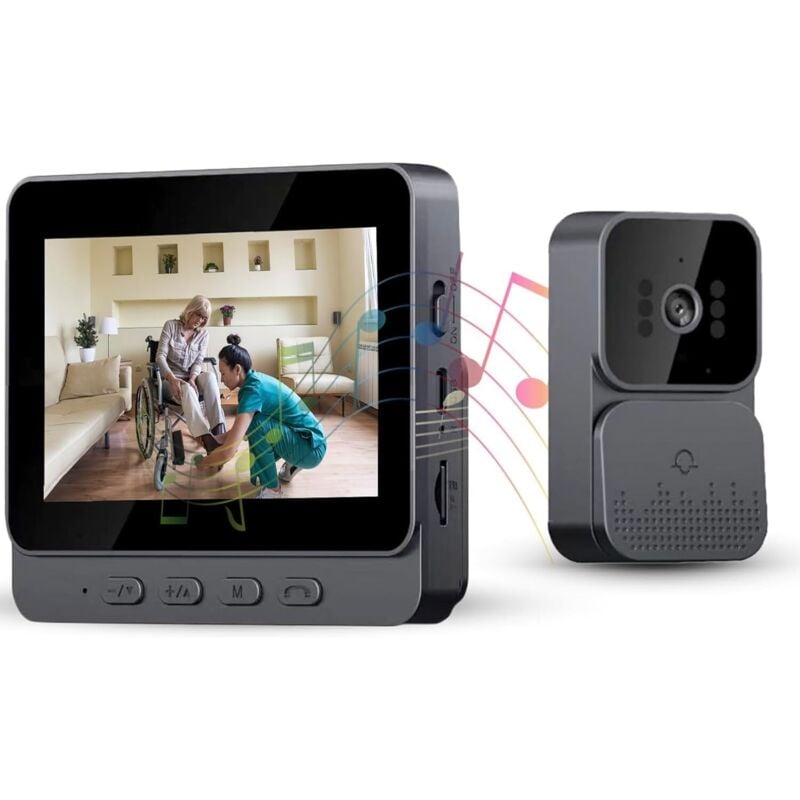 foto del prodotto sonnette sans fil con fotocamera con schermo ips da 4.3 pas de wi fi requis 1080p visiophone sans fil grandangolo 120 sonnette conversation