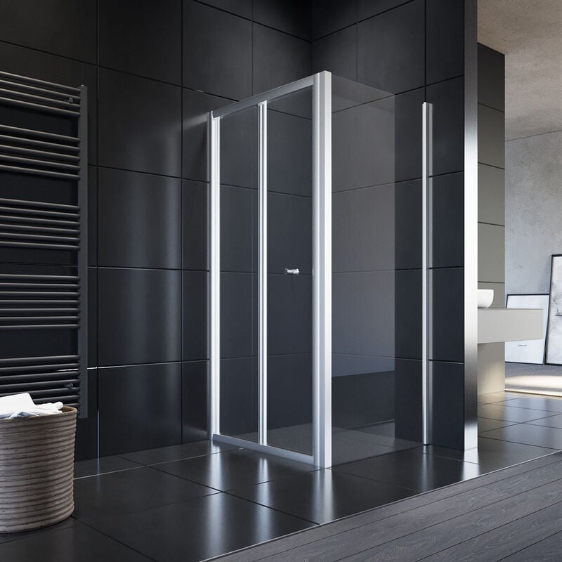 foto del prodotto sonni cabina doccia porta pieghevole schermo doccia in vetro pieghevole per bagno 100x80cm con pannello laterale