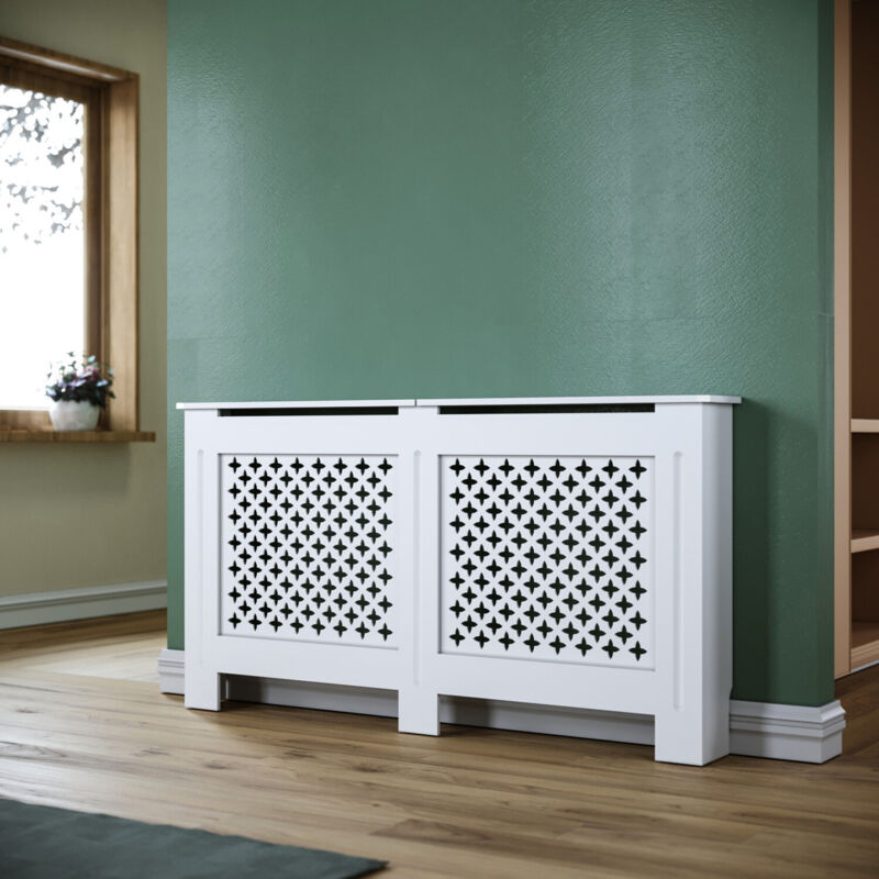 foto del prodotto sonni copriradiatore copriradiatore copriradiatore 112x19x81,5cm griglia trasversale bianco