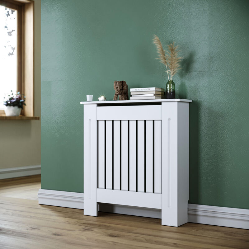 foto del prodotto sonni copritermosifone bianco verticale lamellare laccato copritermosifone 78x19x81cm piccolo