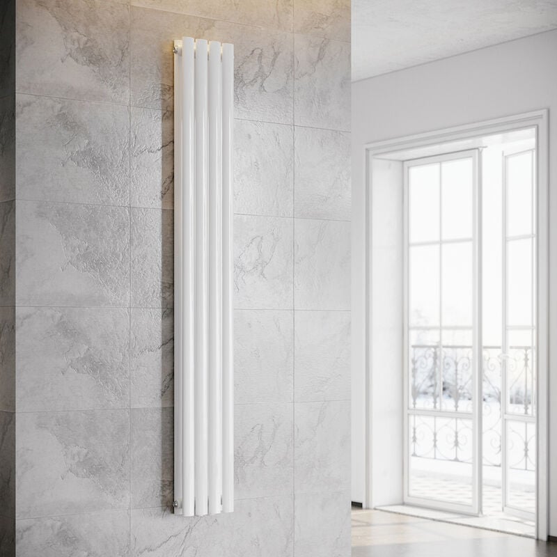 foto del prodotto sonni design pannello radiatore tubi 1800 x 239 mm bianco doppio strato radiatore bagno collegamento centrale tubi verticali radiatore