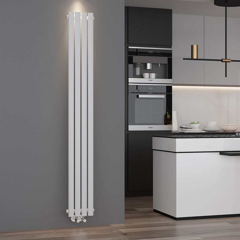 foto del prodotto sonni design pannello radiatore tubi 1800 x 239 mm bianco singolo strato radiatore bagno collegamento centrale tubi verticali radiatore