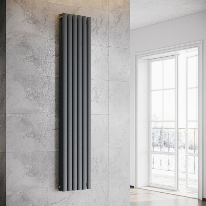foto del prodotto sonni design pannello radiatore tubi 1800 x 354 mm antracite doppio strato radiatore bagno collegamento centrale tubi verticali radiatore
