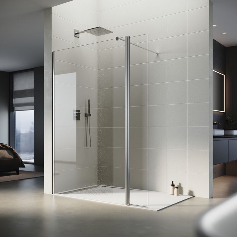 foto del prodotto sonni parete doccia walk in 90x200cm vetro nano easy clean esg 8 mm parete divisoria in vetro con stabilizzatore con pannello laterale della doccia