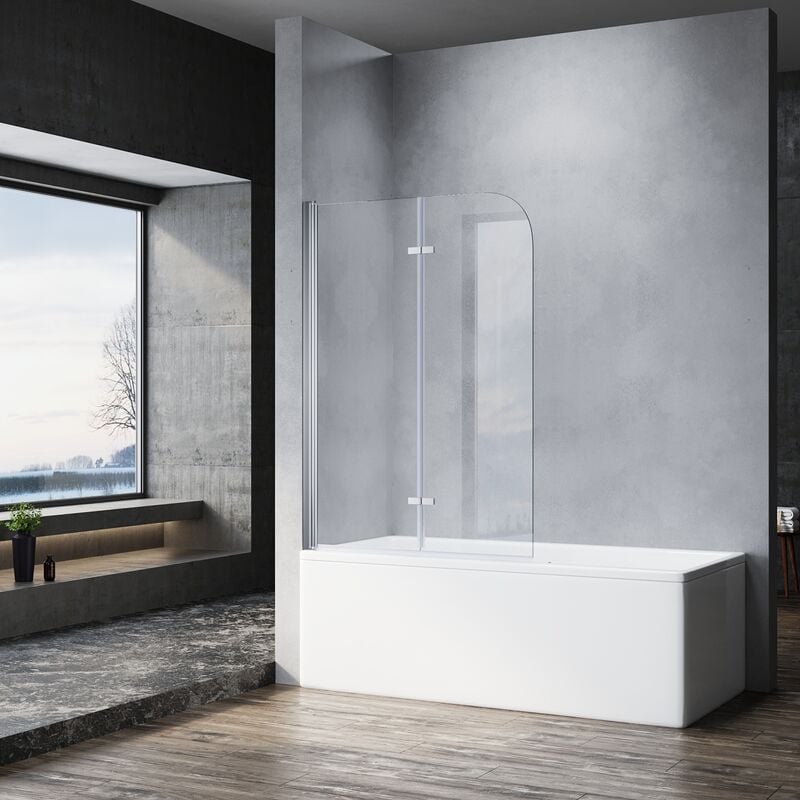 foto del prodotto sonni parete vasca 2 ante da bagno doccia 100 x 130cm vetro temperato 6 mm trasparente box doccia per vasca da bagno profilo in alluminio cromato