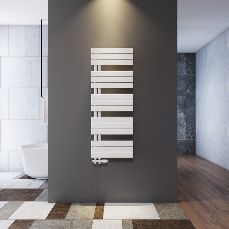 foto del prodotto sonni portasciugamani a radiatore per bagno 1314x500mm asciugamani con testa termostatica a radiatore bianco, attacco connessione laterale, 1160