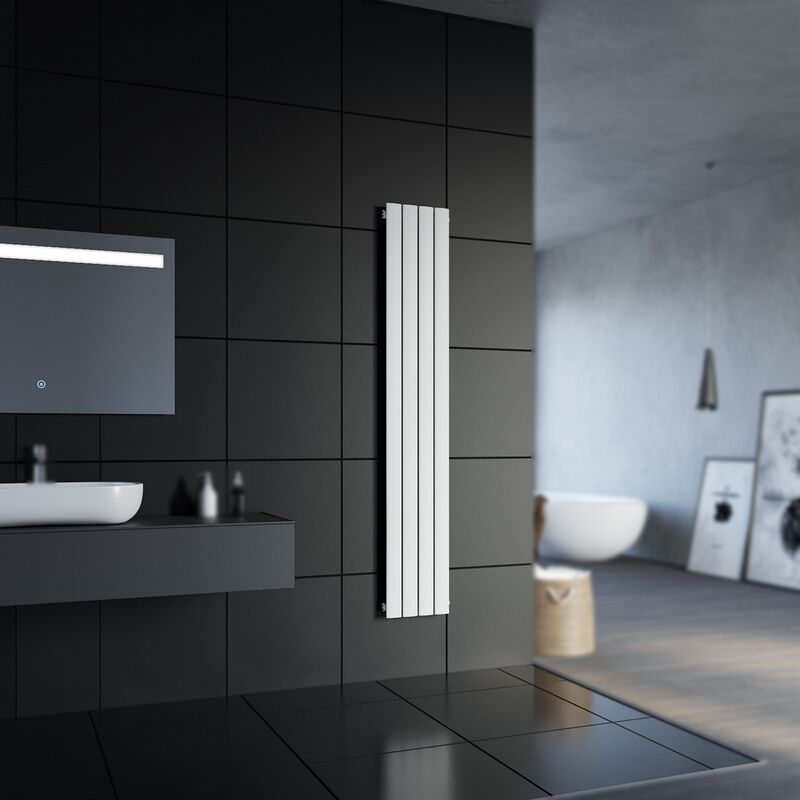 foto del prodotto sonni radiatore a pannello verticale 1800 x 308 mm singolo strato bianco attacco centrale radiatore da bagno radiatore design verticale radiatore