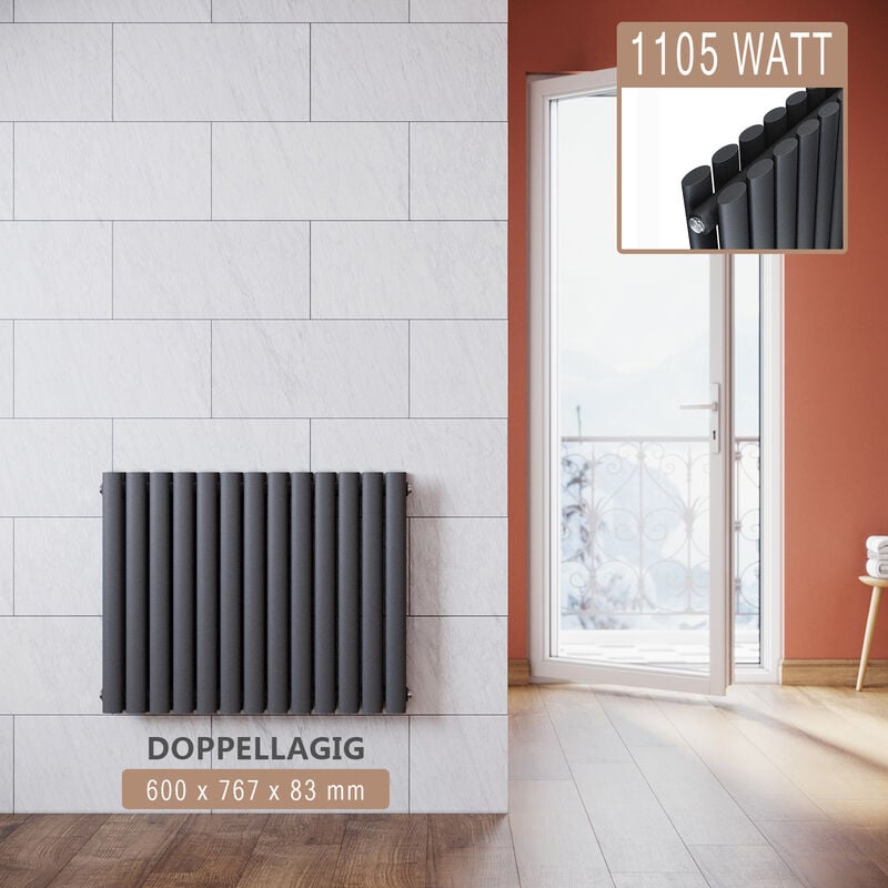 foto del prodotto sonni radiatore termosifoni ad acqua calda in acciaio radiatore a pannello bilayer design bagno soggiorno radiatore orizzontale antracite 600x767mm