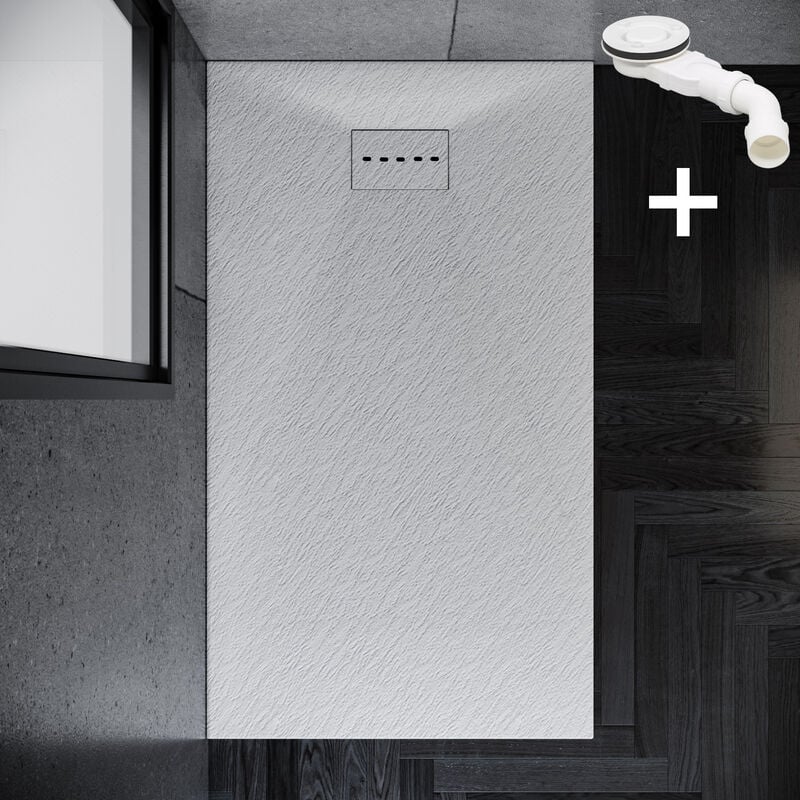 foto del prodotto sonni smc piatto doccia rettangolare 30 mm con set di drenaggio stone optics 1600x800x32 mm