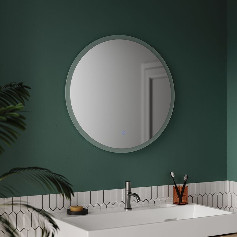 foto del prodotto sonni specchio da bagno led 60 illuminazione touch specchio da parete specchio da bagno tondo con luce bianca fredda touch classe di protezione