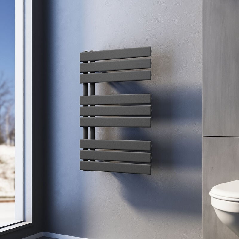 foto del prodotto sonni termoarredo scaldasalviette 76x50cm antracite radiatore acqua calda design laterale verticale scaldasalviette connessione laterale