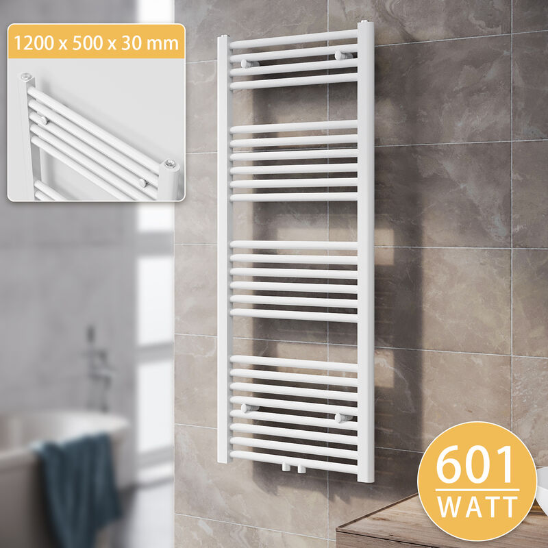 foto del prodotto sonni termoarredo scaldasalviette acqua calda asciugamani da parete radiatore collegamento intermedio 1200x500mm bianco