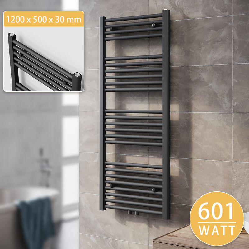 foto del prodotto sonni termoarredo scaldasalviette acqua calda asciugamani da parete radiatore collegamento intermedio 1200x500mm grigio antracite