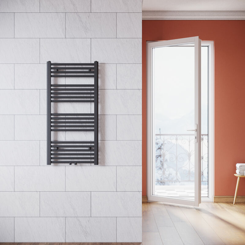 foto del prodotto sonni termoarredo scaldasalviette verticale radiatore ad acqua calda antracite connessione centrale 1000x500mm