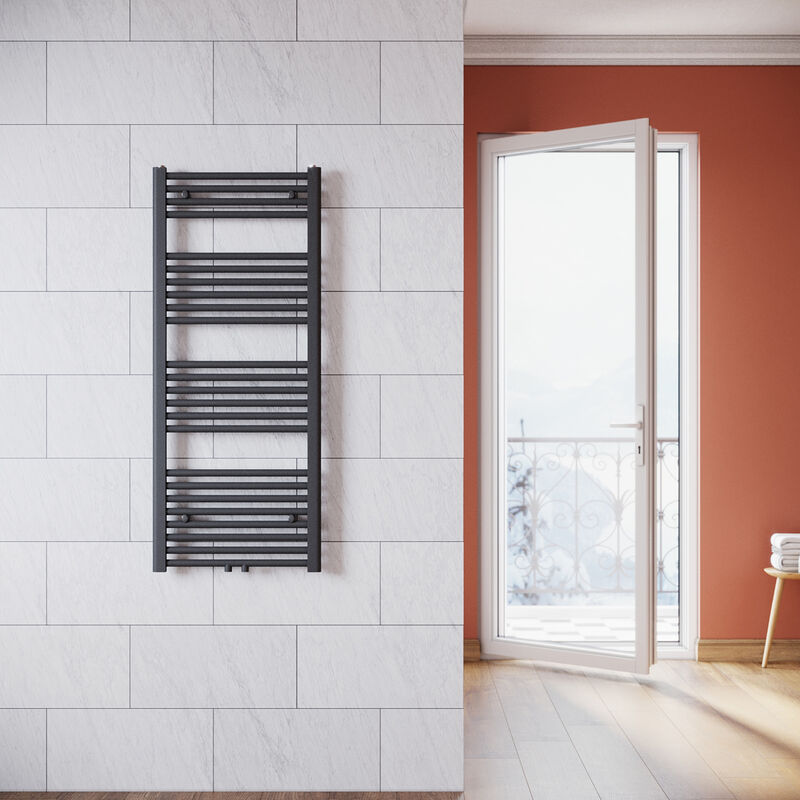 foto del prodotto sonni termoarredo scaldasalviette verticale radiatore ad acqua calda antracite connessione centrale 1200x500mm