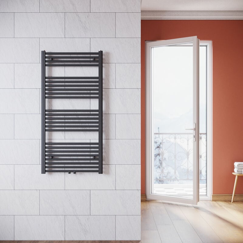 foto del prodotto sonni termoarredo scaldasalviette verticale radiatore ad acqua calda antracite connessione centrale 1200x600mm