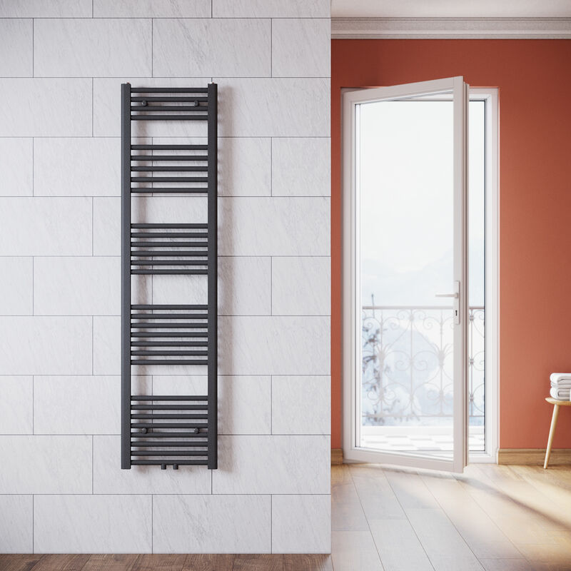 foto del prodotto sonni termoarredo scaldasalviette verticale radiatore ad acqua calda antracite connessione centrale 1600x400mm