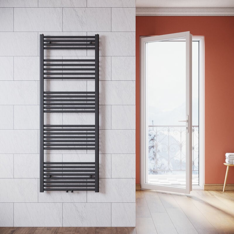 foto del prodotto sonni termoarredo scaldasalviette verticale radiatore ad acqua calda antracite connessione centrale 1600x600mm