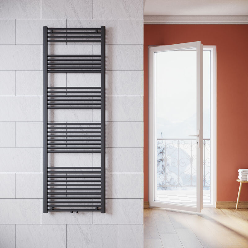 foto del prodotto sonni termoarredo scaldasalviette verticale radiatore ad acqua calda antracite connessione centrale 1800x600mm