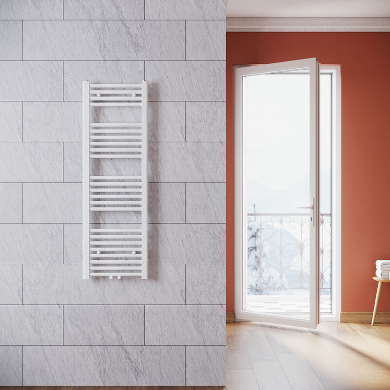 foto del prodotto sonni termoarredo scaldasalviette verticale radiatore ad acqua calda bianco connessione centrale 1200x400mm