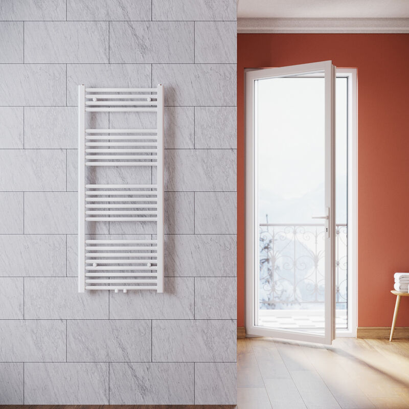 foto del prodotto sonni termoarredo scaldasalviette verticale radiatore ad acqua calda bianco connessione centrale 1200x500mm